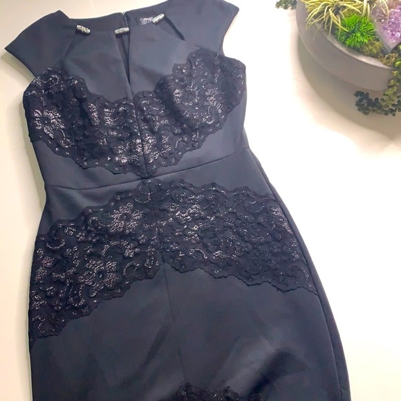 Jax Little Black Lace Sheath Pencil Cocktail Dress women’s size 6 mini - Picture 7 of 7